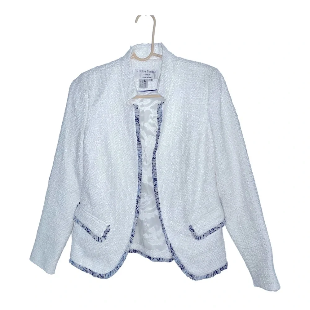 Helen Bergman tweed blazer jacket with fringe size Xs - Picture 4 of 15